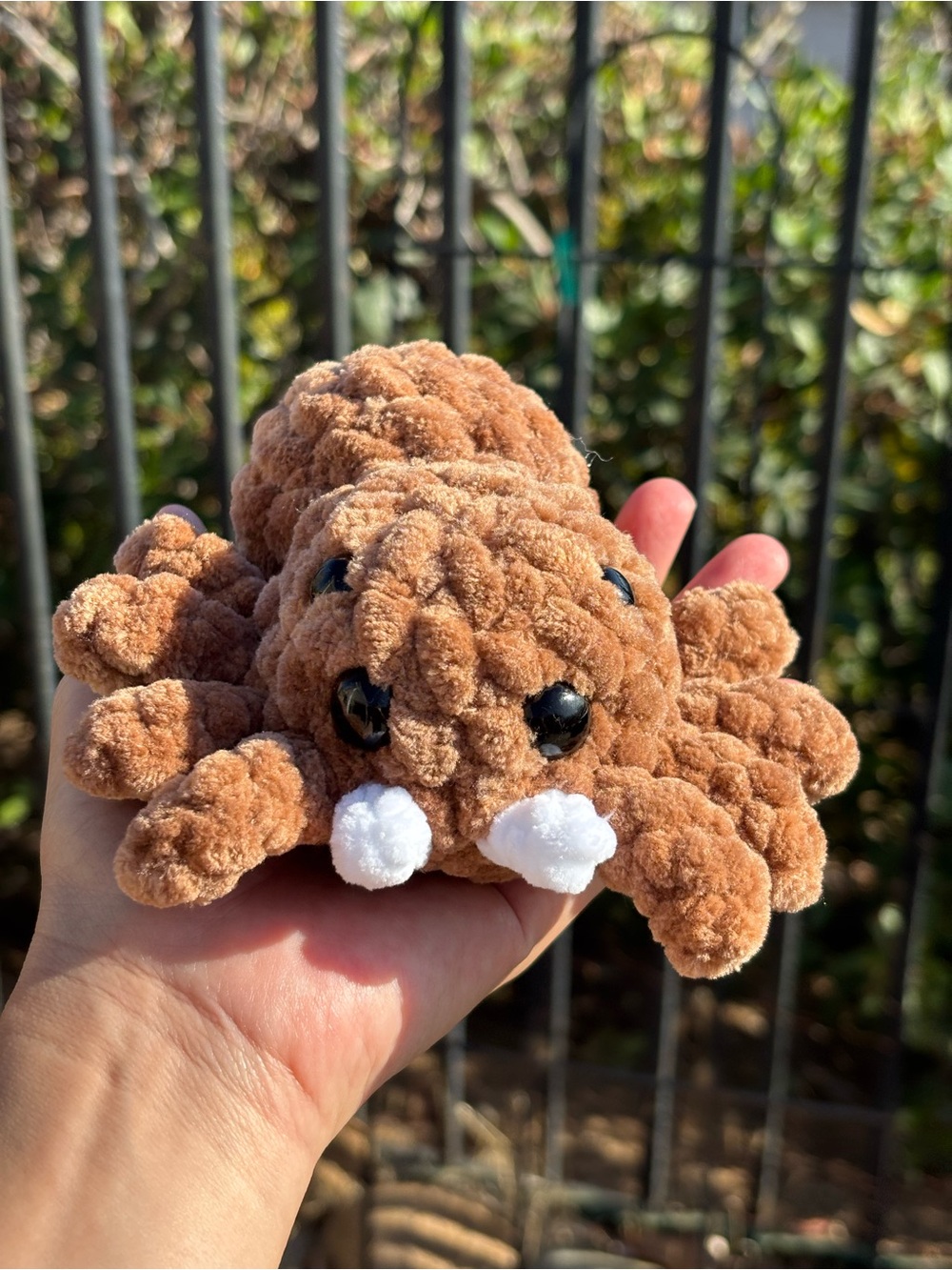 Crochet Jumbo Brown Jumping Spider plushie